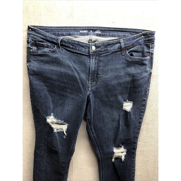 Old Navy Super Skinny Jeans Size 18 Petite Mid Rise Rockstar Factory Destroyed - Picture 2 of 16